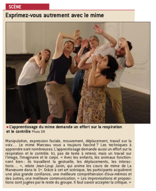 Article Le Progrès Cours de mime lyon La manOEuvre
