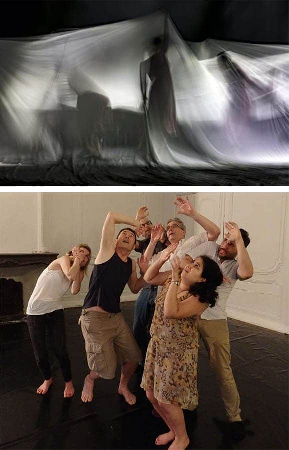 Un groupe s'exerce à l'art gestuel pendant un stage theatre lyon